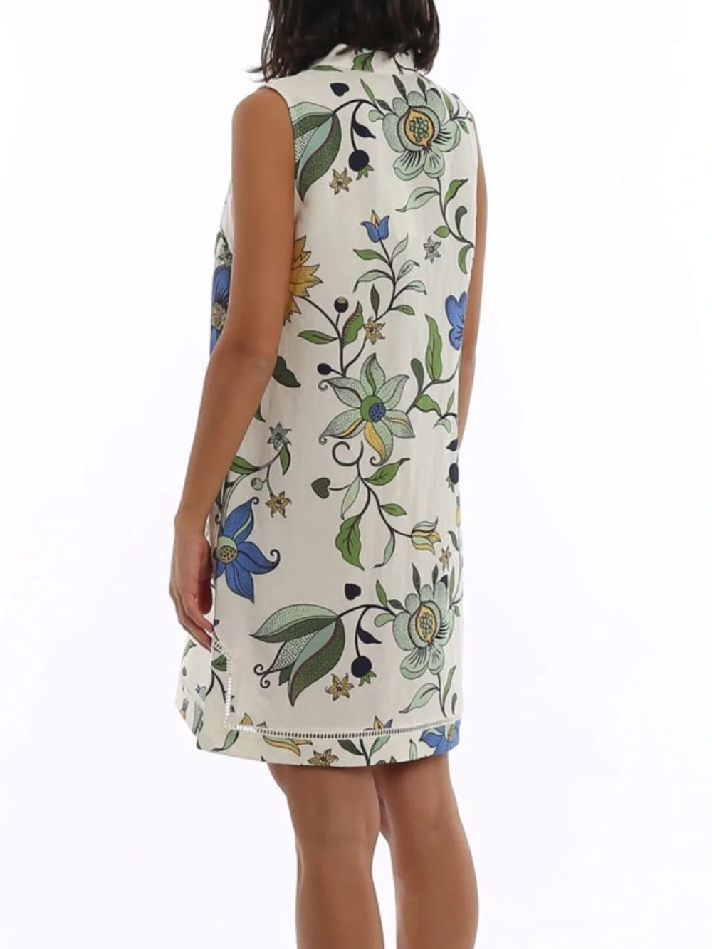 Tory Burch Linen Blend Sleeveless Floral Mini Dress Medium Casual Preppy Resort